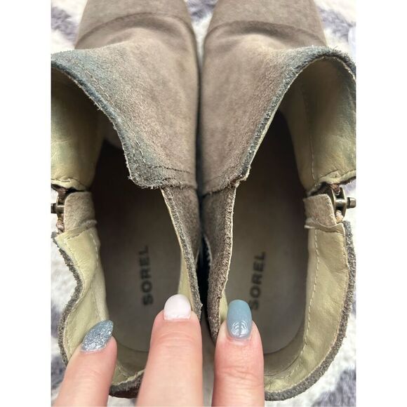 Sorel Womens Major Low Suede Side Zip Flat Ankle Boots Booties Sz 8.5 Olive - Picture 7 of 8